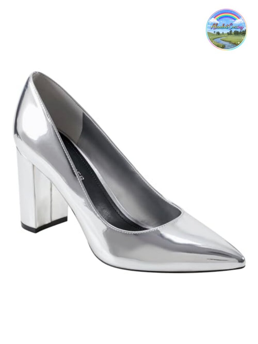 Viviene Dress Pumps Block Heel Pointed Toe Slip On Faux Leather